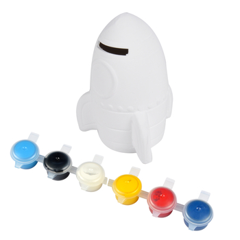 TIRELIRE A PEINDRE EN CERAMIQUE H13CM 6 COULEURS FUSEE