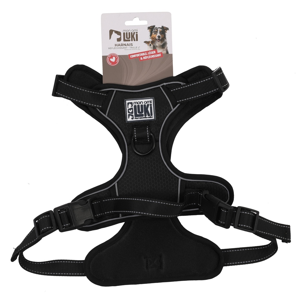 HARNAIS REFLECHISSANT NOIR  CHIEN TAILLE L