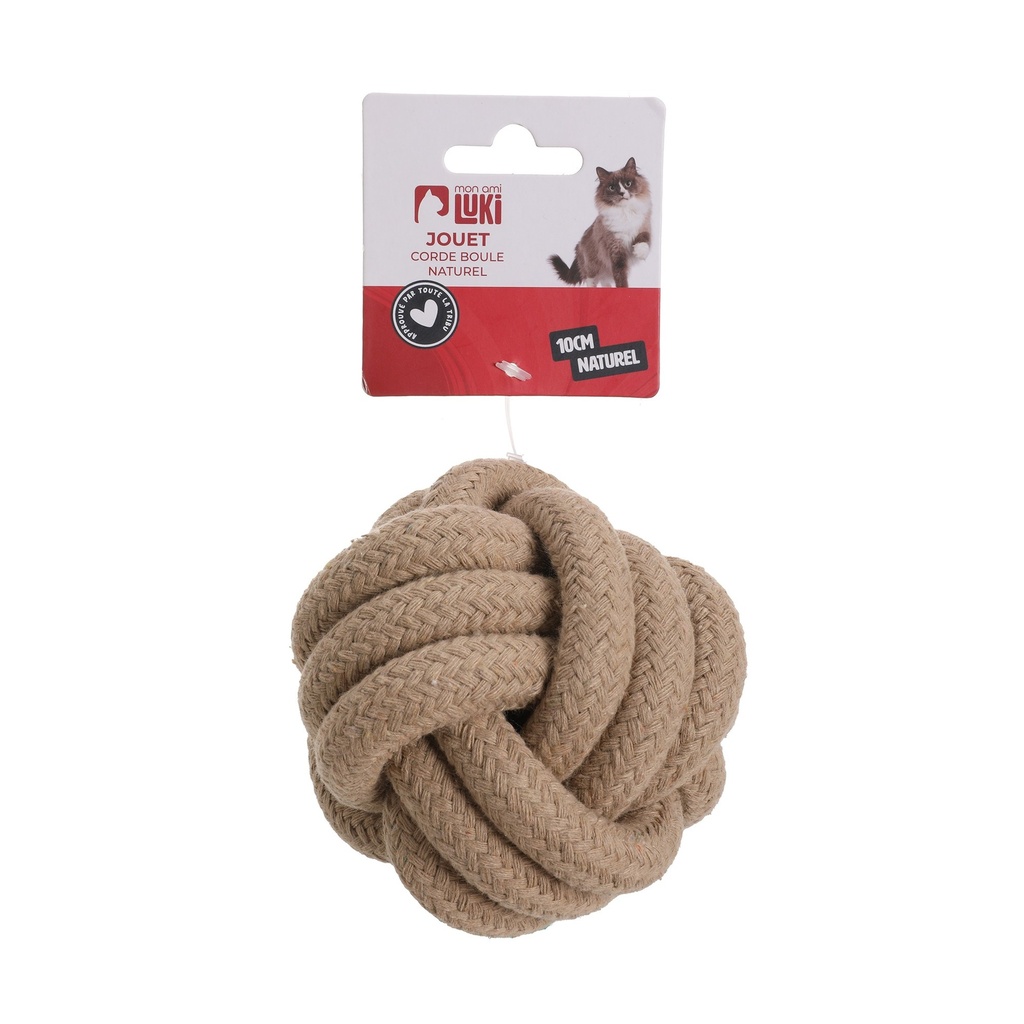 JOUET CORDE FORME BOULE  ECRU 10 CM  QTE OK 