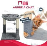 ARBRE A CHAT ARRONDI GRIFFOIR ET JOUET INTEGRE ECRU 40X40X50.5CM