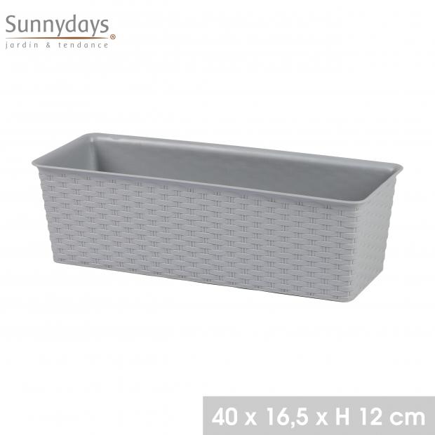 GARDEN & PLASTIC - JARDINIERE PLASTIQUE EFFET ROTIN 12 40X16,5XH12CM TITANIUM