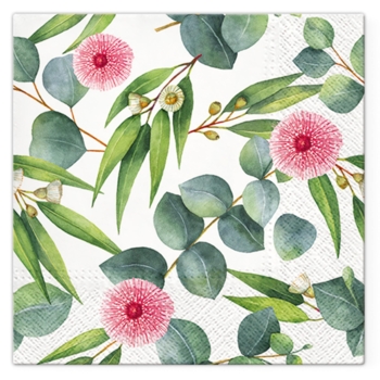 SET OF 20 PAPER NAPKINS 3 FOLDS 33*33CM EUCALYPTUS FLOWERS
