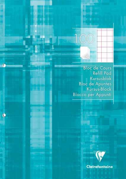 BLOC DE COURS A4 - QUADRILLÉ 10MM - 90GR - 100 FEUILLES - CLAIRFONTAINE