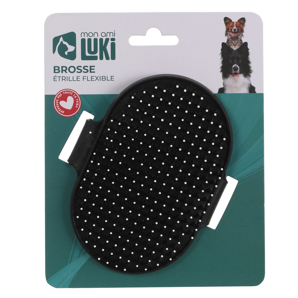 BROSSE ETRILLE FLEXIBLE NETTOYANTE ET MASSANTE NOIR ET GRIS13X9CM