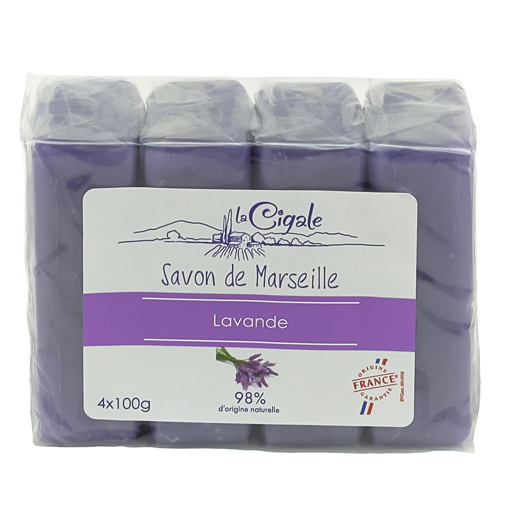 La Cigale savon de Marseille 4x100gr lavandel