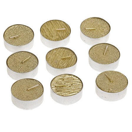 Lot de 9 Bougies Chauffe-Plats Pailletées Or Atmosphera