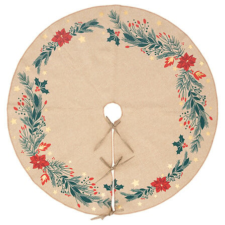 Atmosphera Jupe Sapin Noël Jute Beige Poinsettia Ø90cm