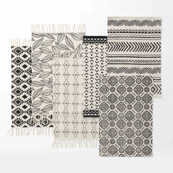 TAPIS RECT. A FRANGES 60 x 90 CM COTON/POLYESTER IMP. KENDI 6 MODELES ASS