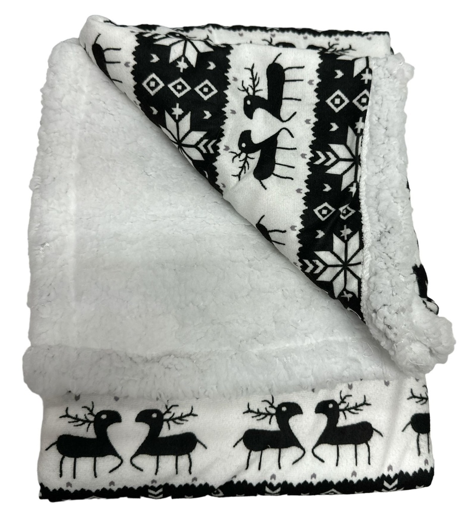 COUVERTURE NOEL SHERPA BLANC  100X75CM