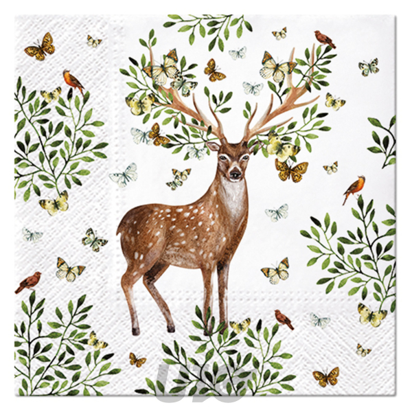 SET DE 20 SERVIETTES EN PAPIER - 3 PLIS - 33x33CM - MOTIF MAJESTIC DEER