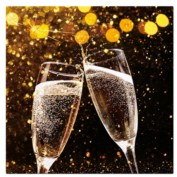 SET DE 20 SERVIETTES PAPIER - 3 PLIS - 33x33CM - MOTIF COUPES FESTIVES