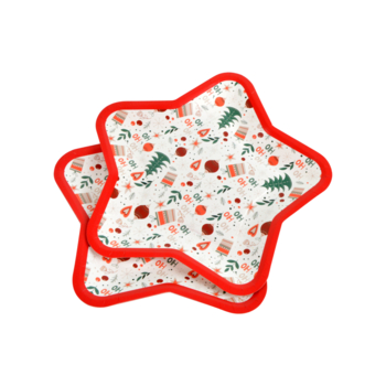 SET DE 6 ASSIETTES ETOILE EN CARTON 23CM GREETING SEASON - VENDU EN DISPLAY