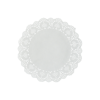 SET DE 12 DENTELLES EN PAPIER ROND D24CM BLANC