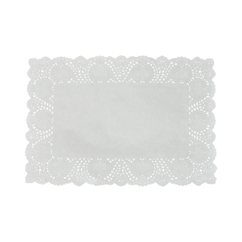 SET DE 12 DENTELLES EN PAPIER RECTANGLE 25*35CM BLANC