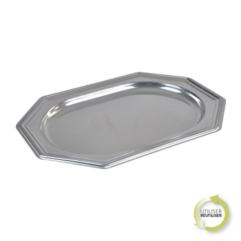 SET DE 2 PLATEAUX OCTOGONAUX EN PET 45*30CM ARGENT
