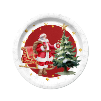 SET DE 6 ASSIETTES EN CARTON D23CM TRADI SANTA - VENDU EN DISPLAY