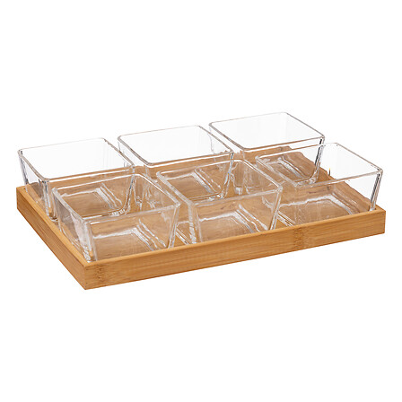 Service Apéritif Atmosphera 7 Pièces Verre Bambou Transparent