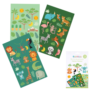 MON LIVRE DE GOMMETTES PAPIER L14.8*l0.2*H24CM ANIMAUX TROPICAUX