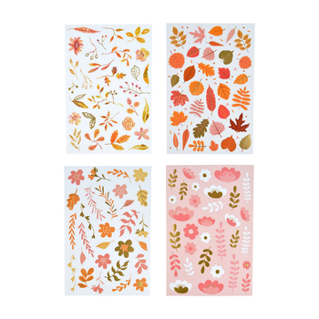 STICKERS FEUILLES ET FLEURS PURE HARMONIE 4 MODELES ASSORTIS