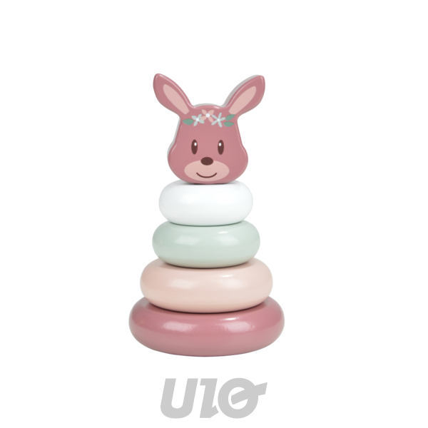 JOUET D'EVEIL TOUR A EMPILER EN BOIS D.8*H13.5CM FAON FORET MAGIQUE