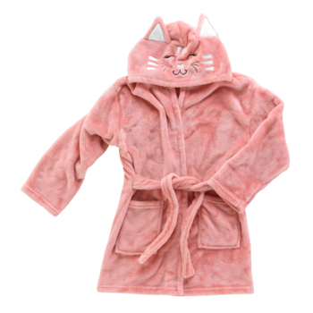 PEIGNOIR ENFANT 3 TAILLES ASSORTIES FLANELLE UNIE BRODEE CHATCHAT