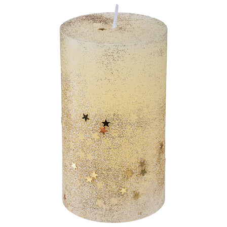 Atmosphera Bougie Cylindre Pailletée Or 7x12cm
