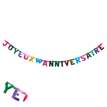 GUIRLANDE LETTRE JOYEUX ANNIVERSAIRE EN CARTON METALLISE 1,80M MULTICOLORE