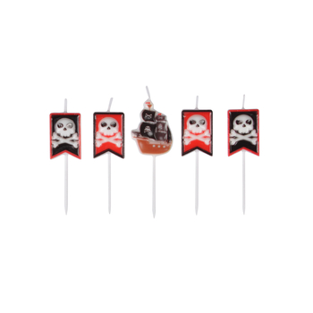 SET DE 5 BOUGIES + PIC PLASTIQUE PIRATES