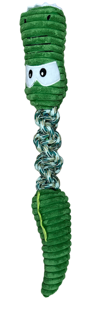 JOUET PELUCHE ET CORDE FORME CROCODILE VERT 50X9CM SONORE