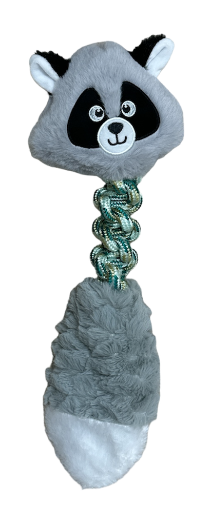 JOUET PELUCHE ET CORDE RATON LAVEUR GRIS  43X15CM