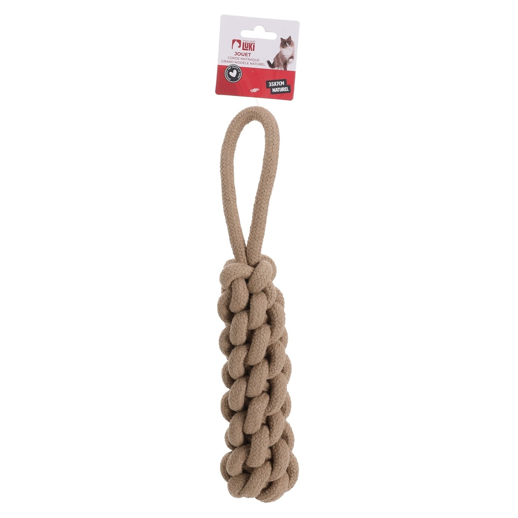 JOUET CORDE FORME MATRAQUE ECRU  35X7CM