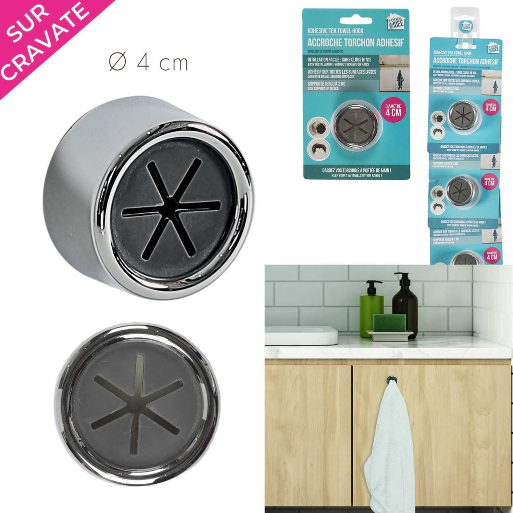 ACCROCHE TORCHON ADHÉSIF 4CM
