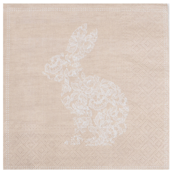 SET DE 20 SERVIETTES EN PAPIER 3 PLIS 33*33CM LAPIN DENTELLE