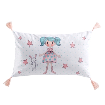 COUSSIN DEHOUS. COMPR. POMPONS 30 x 50 CM VELOURS IMPRIME ZOE DES. PLACE