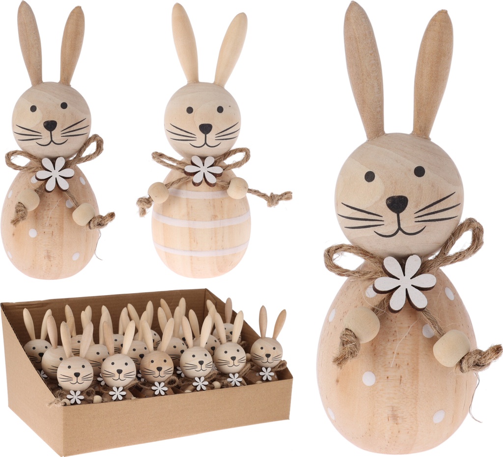 LAPIN DE PÂQUES DÉCORATIF EN BOIS NATUREL -  2 MODÈLES DISPONIBLES