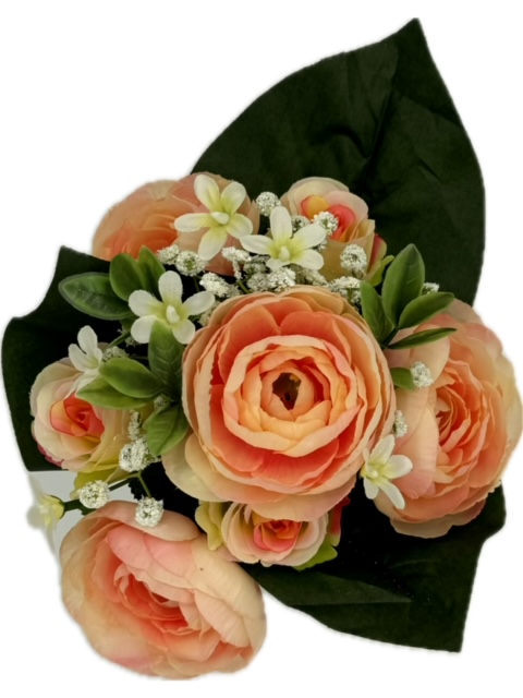 RANUNCULUS/ROSE BUD BUSH PINK X14 31 CM