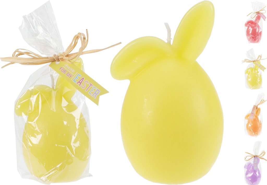 BOUGIE EN FORME DE LAPIN - D5,5X10CM - 4 COULEURS DISPONIBLES