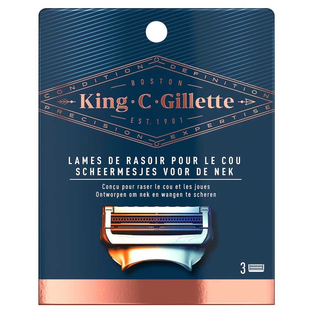 GILLETTE KING C LAMES DE RASOIR - SKINGUARD - 3 PIÈCES