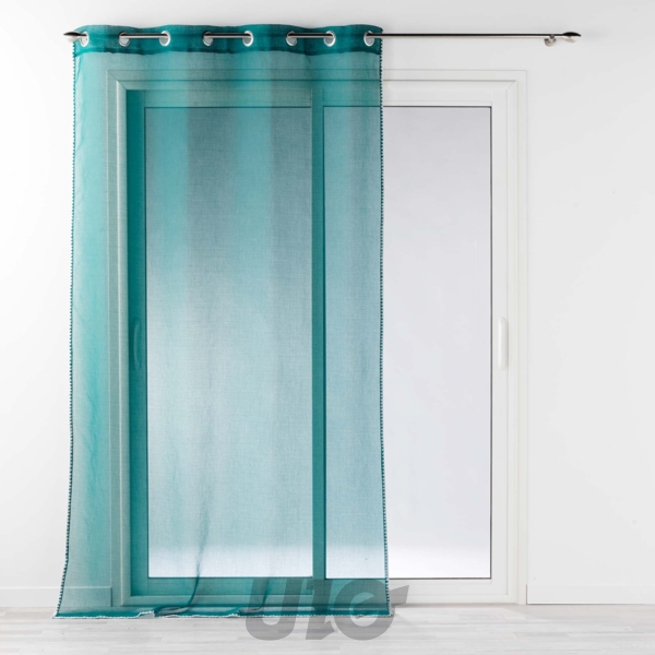 PANNEAU A OEILLETS 140 x 240 CM VOILE SABLE FANTAISIE LOUISE PETROLE