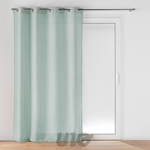 PANNEAU A OEILLETS 140 x 280 CM EFFET LIN TISSE CLORIS BLEU