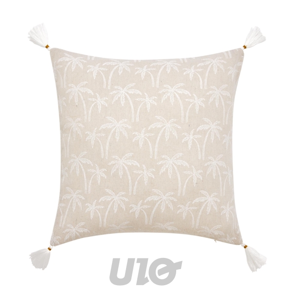 COUSSIN DEHOUS. COMPR. POMPONS 45 x 45 CM POLYCOTON IMPRIME SAHARIS