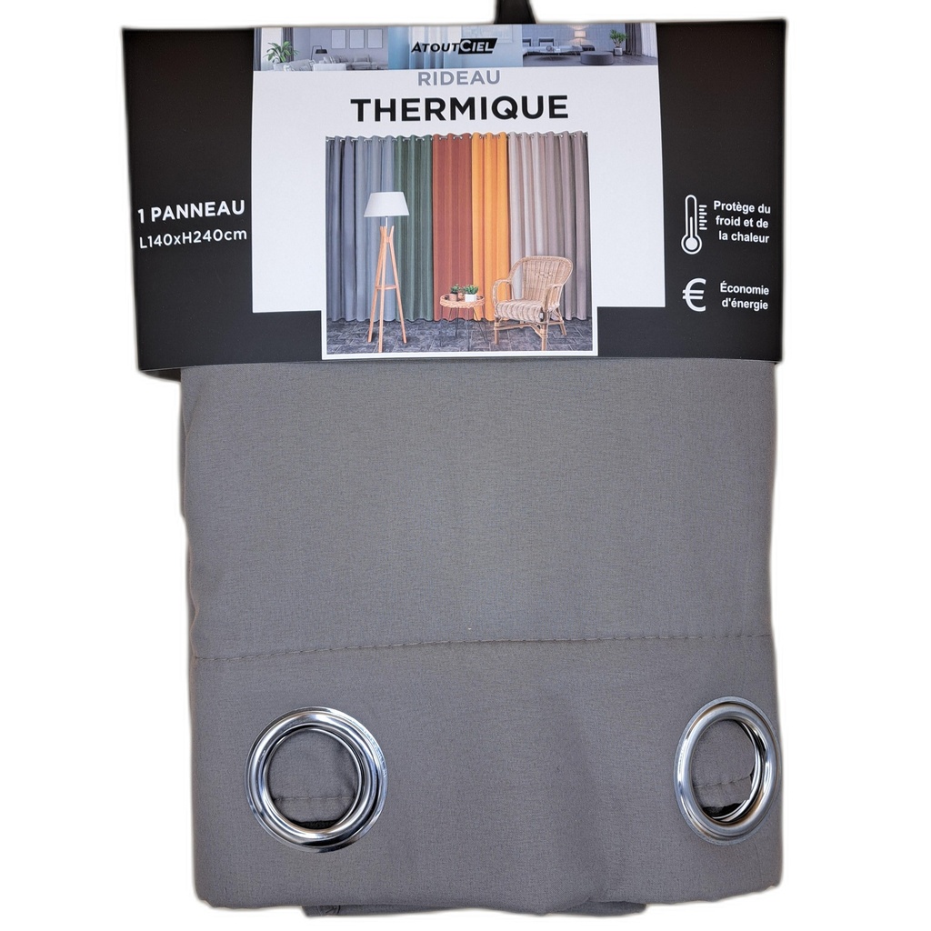 RIDEAU ISOLANT THERMIQUE 140x240CM - GRIS