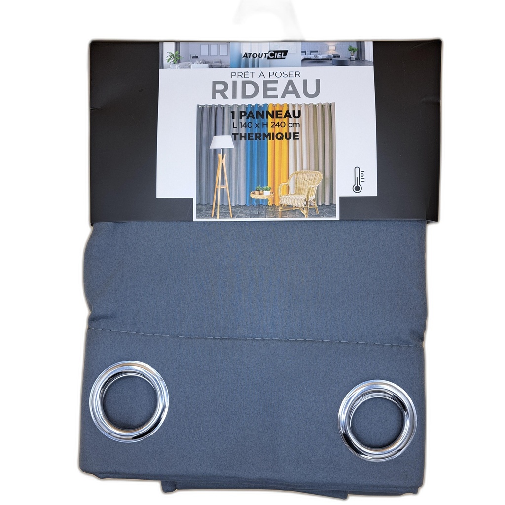 RIDEAU ISOLANT THERMIQUE 140x240CM - GRIS FONCÉ 