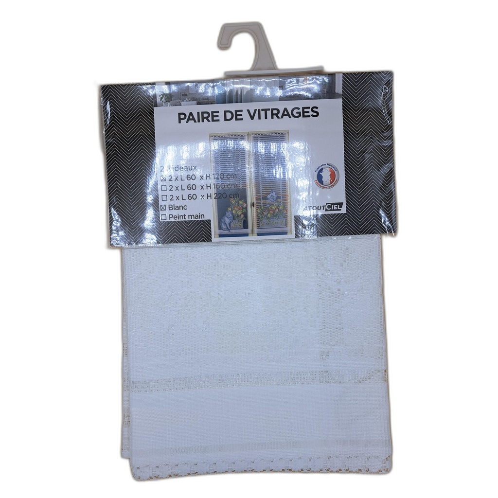 PAIRE DE VITRAGE 60x120CM - BLANC
