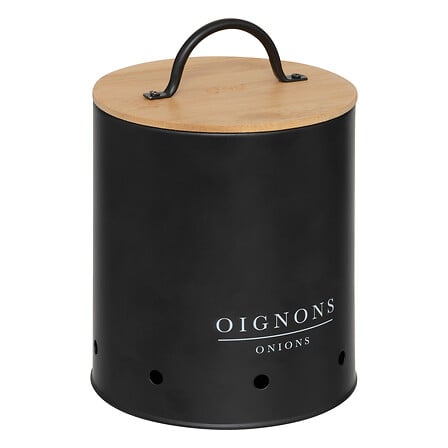5Five BlackBamboo Boîte à Oignons Métal Noir et Bambou