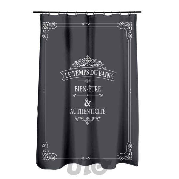 RIDEAU DE DOUCHE AVEC CROCHETS 180 x 200 CM POLYESTER IMPRIME VINTAGE DES. PLACE