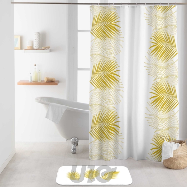 RIDEAU DE DOUCHE AVEC CROCHETS 180 x 200 CM POLYESTER IMPRIME ORBELLA BLANC