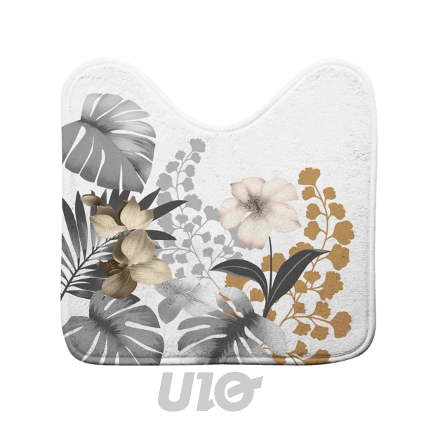 TAPIS CONTOUR WC 45 x 45 CM MICROFIBRE IMPRIMEE KELLY BLANC DES. PLACE