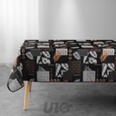 NAPPE RECTANGLE 150 x 240 CM POLYESTER IMPRIME OLENNA NOIR