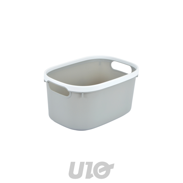 PANIERE BICOLORE PLASTIQUE 3L 24,5x17xH.12CM GRIS